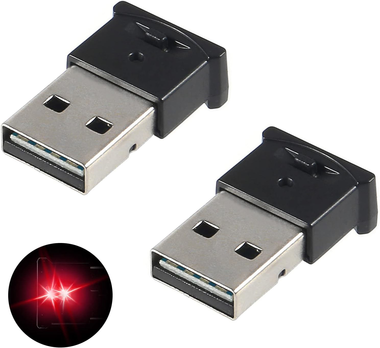 2 Pack Mini USB LED Lights - Adjustable 8 Color & Brightness Night Light for Car, Laptop, Keyboard, Home, Office - RGB Interior Lighting Atmosphere Lamp