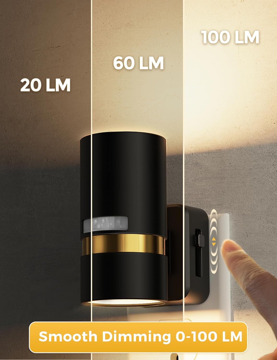 2 Pack Modern L LOHAS LED Night Light with Motion Sensor, Soft White 3000K, Plug-in Nightlight for Bedroom, Bathroom, Hallway, Stairs - 0-100LM