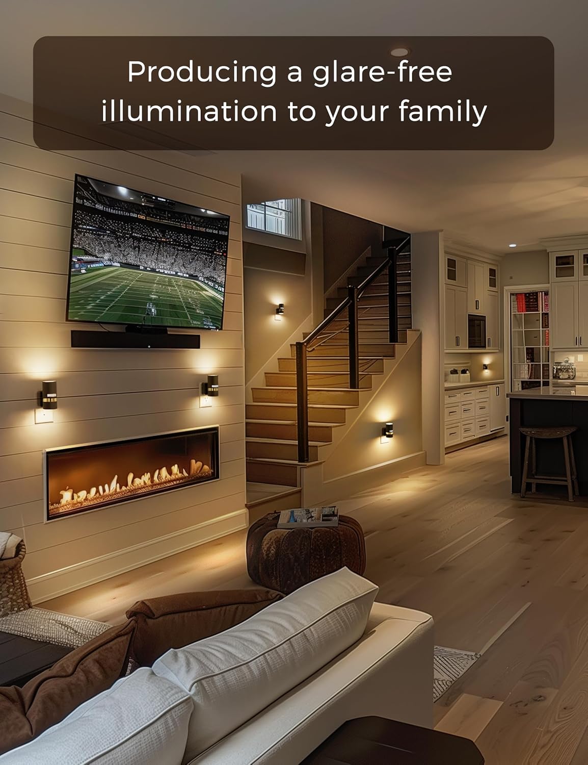 2 Pack Modern L LOHAS LED Night Light with Motion Sensor, Soft White 3000K, Plug-in Nightlight for Bedroom, Bathroom, Hallway, Stairs - 0-100LM