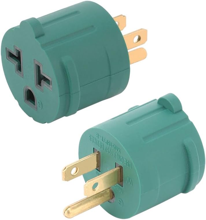 2-Pack NEMA 5-15P to 5-15/20R Plug Adapter, 15 Amp to 20 Amp T-Blade AC Power Adapter - Green