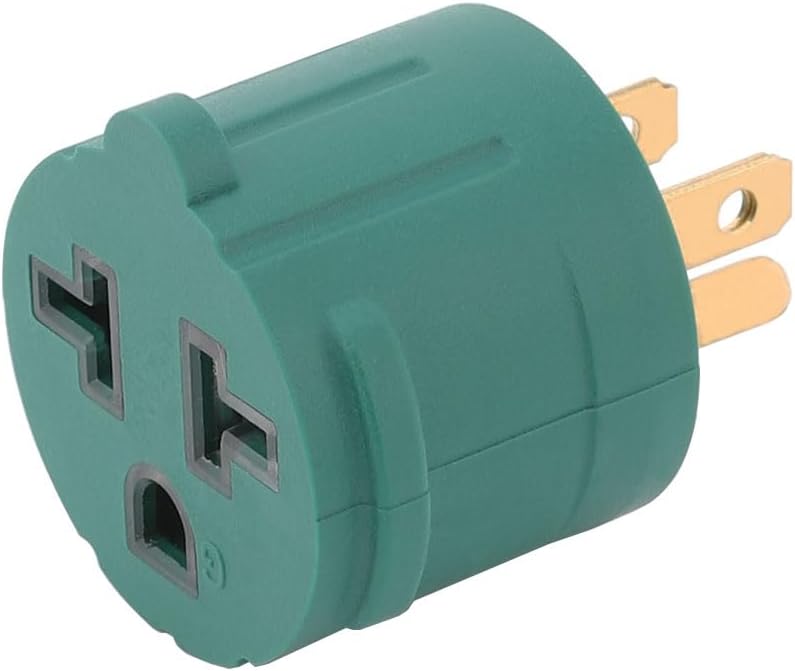 2-Pack NEMA 5-15P to 5-15/20R Plug Adapter, 15 Amp to 20 Amp T-Blade AC Power Adapter - Green