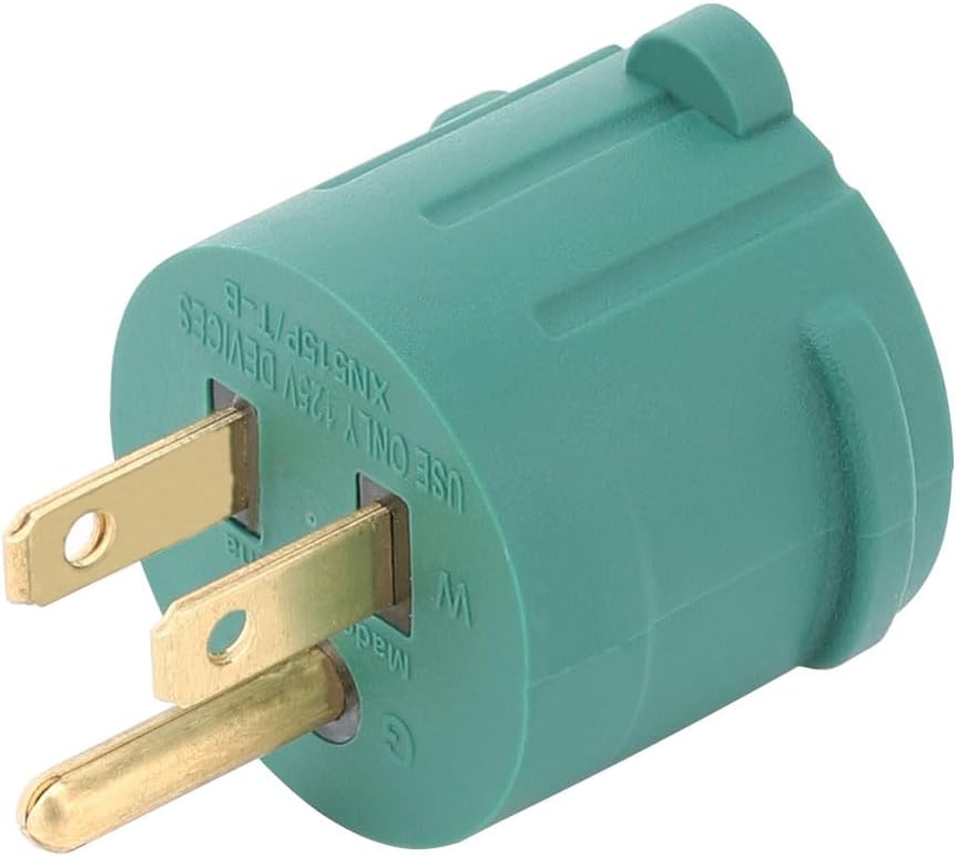 2-Pack NEMA 5-15P to 5-15/20R Plug Adapter, 15 Amp to 20 Amp T-Blade AC Power Adapter - Green