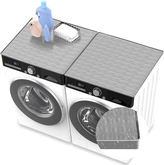 2 Pack Non-Slip Waterproof Washer and Dryer Top Covers, 23.6''x 25.6'' Silicone Rubber Mat for Laundry Room, Home Kitchen Washer Dryer Protector