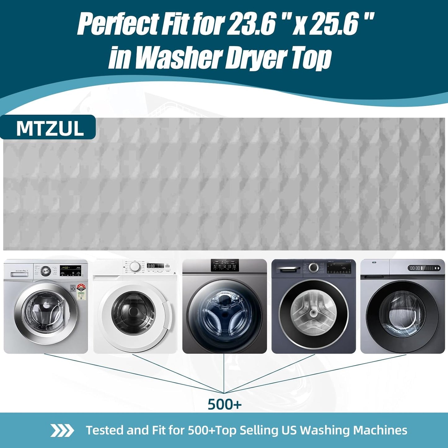 2 Pack Non-Slip Waterproof Washer and Dryer Top Covers, 23.6''x 25.6'' Silicone Rubber Mat for Laundry Room, Home Kitchen Washer Dryer Protector