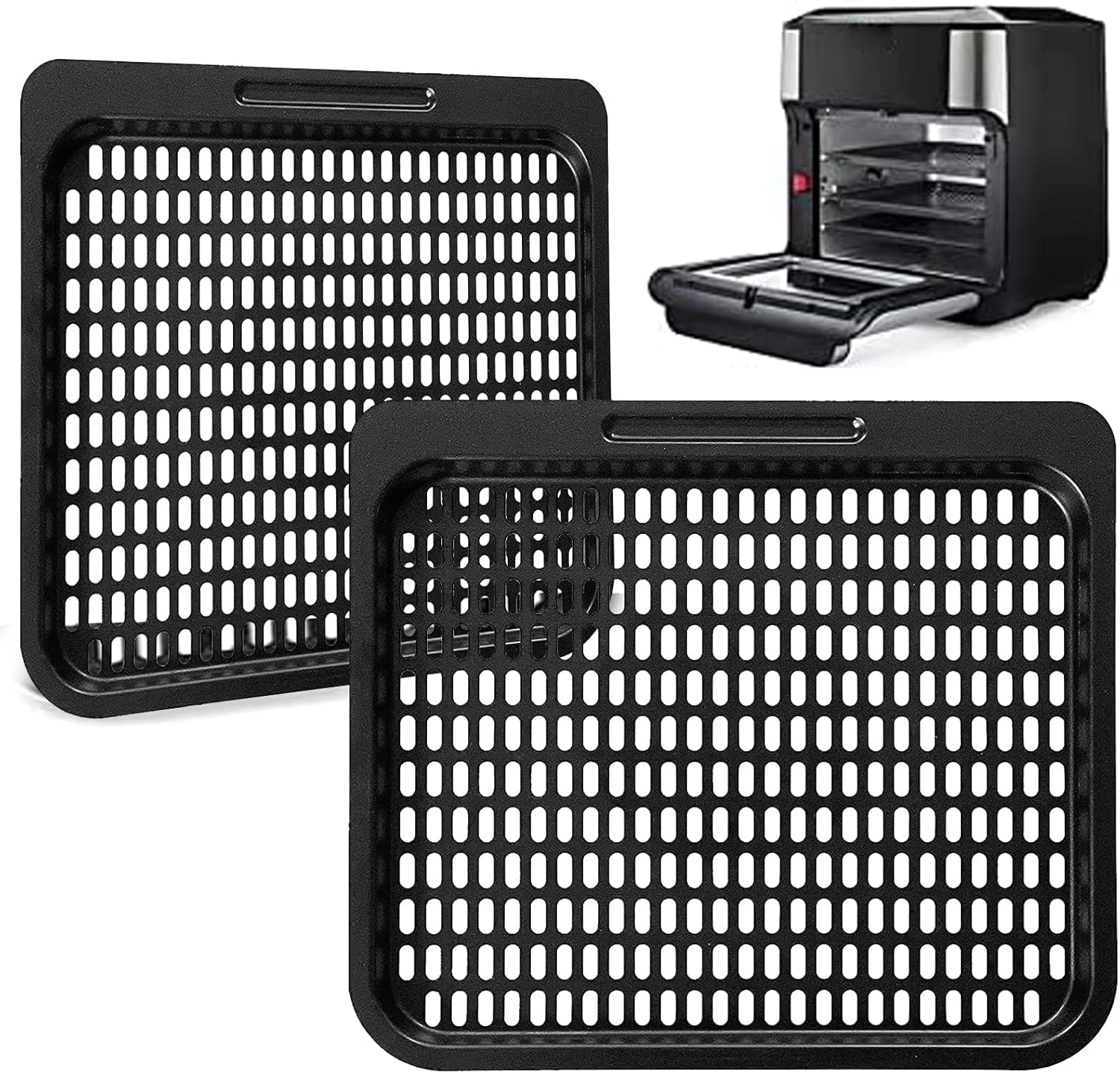 2 Pack Nonstick Air Fryer Cooking Trays for 10 Qt Air Fryers - Replacement Parts for PowerXL, Chefman, Innsky, CROWNFUL - Dishwasher Safe