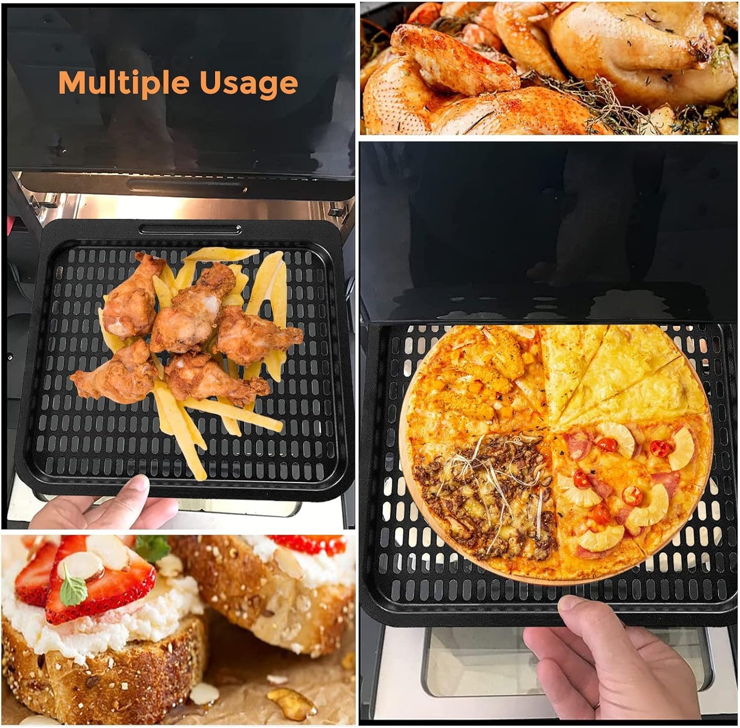 2 Pack Nonstick Air Fryer Cooking Trays for 10 Qt Air Fryers - Replacement Parts for PowerXL, Chefman, Innsky, CROWNFUL - Dishwasher Safe