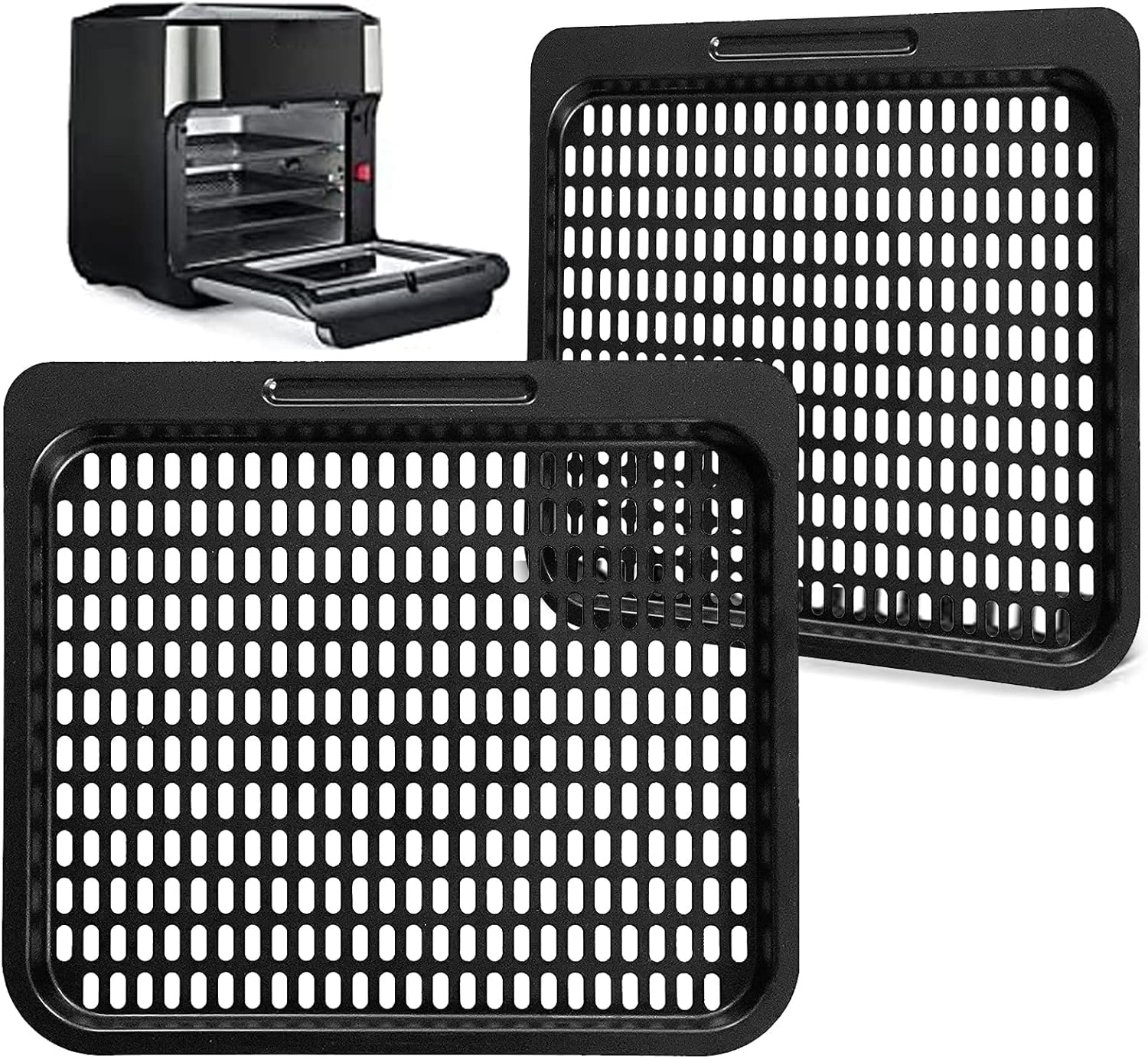 2 Pack Nonstick Air Fryer Cooking Trays for 10 Qt Air Fryers - Replacement Parts for PowerXL, Chefman, Innsky, CROWNFUL - Dishwasher Safe