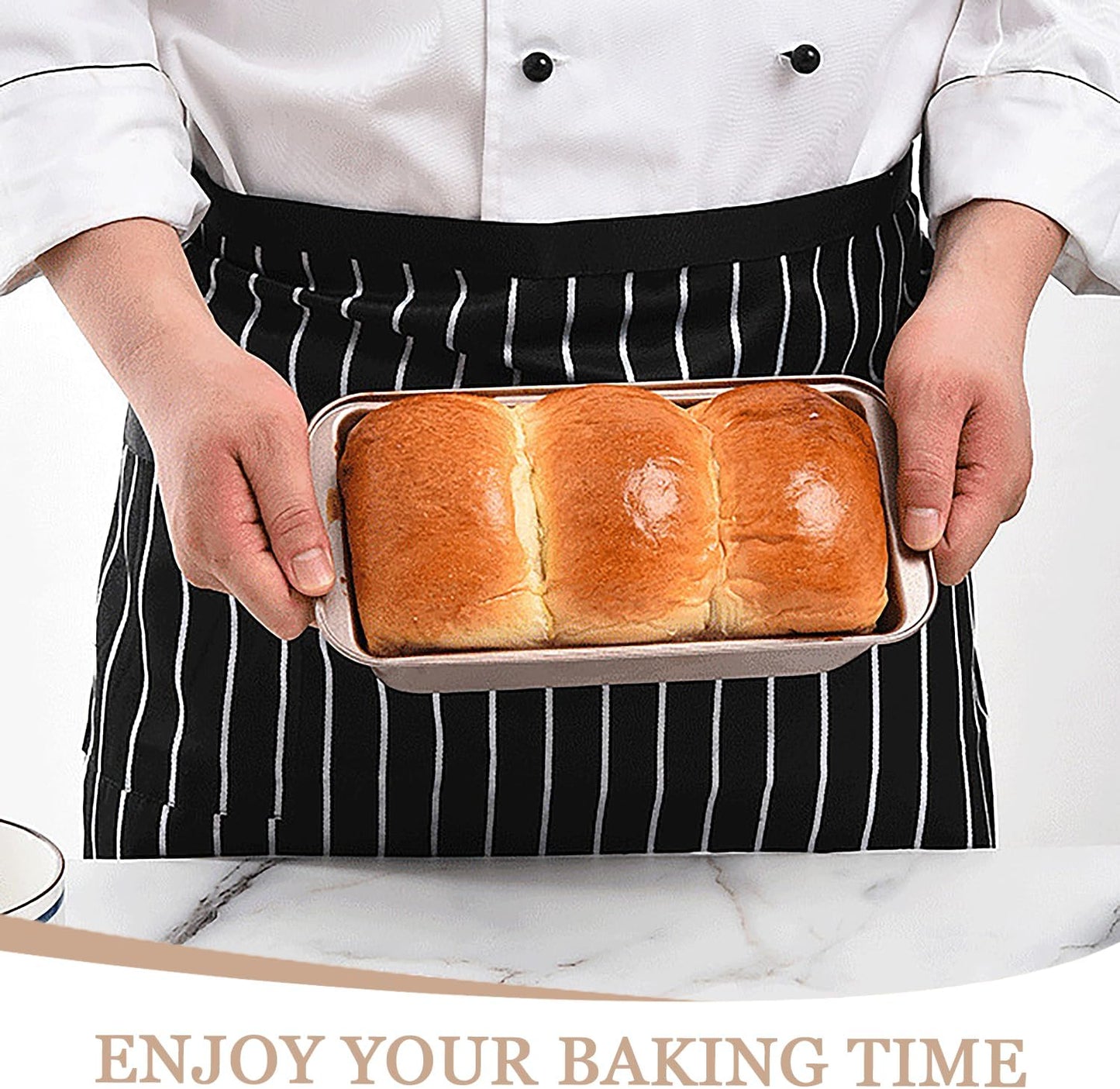 2 Pack Nonstick Carbon Steel Bread Pan Set with Easy Grip Handles - 10 x 5 Inches - Ideal for Homemade Bread, Baking, and Meatloaf - Gold Color