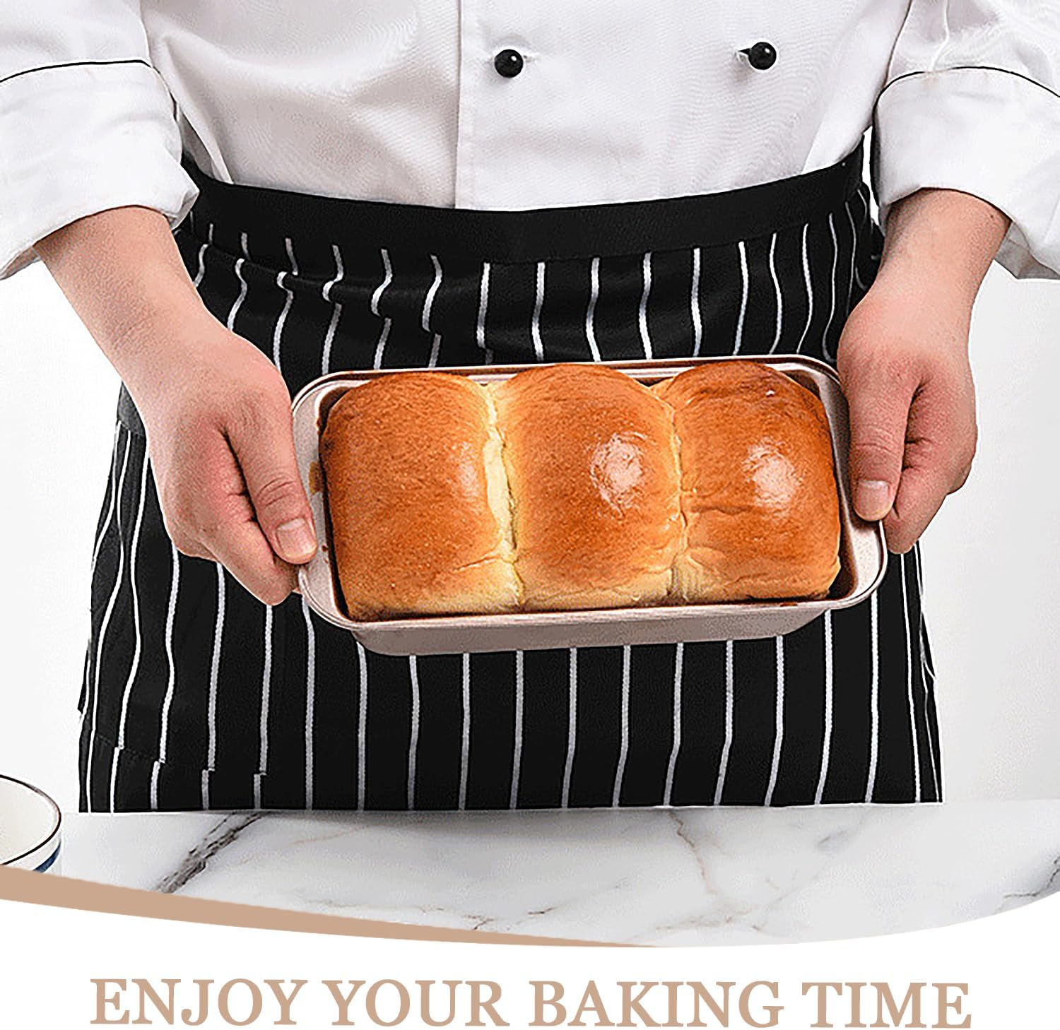 2 Pack Nonstick Carbon Steel Bread Pan Set with Easy Grip Handles - 10 x 5 Inches - Ideal for Homemade Bread, Baking, and Meatloaf - Gold Color