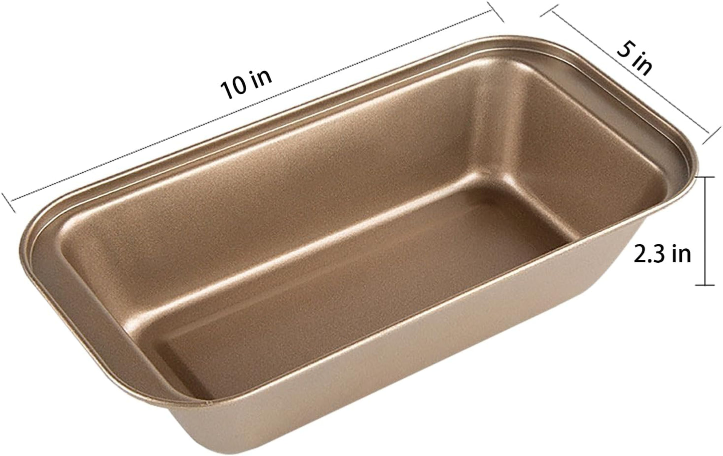 2 Pack Nonstick Carbon Steel Bread Pan Set with Easy Grip Handles - 10 x 5 Inches - Ideal for Homemade Bread, Baking, and Meatloaf - Gold Color