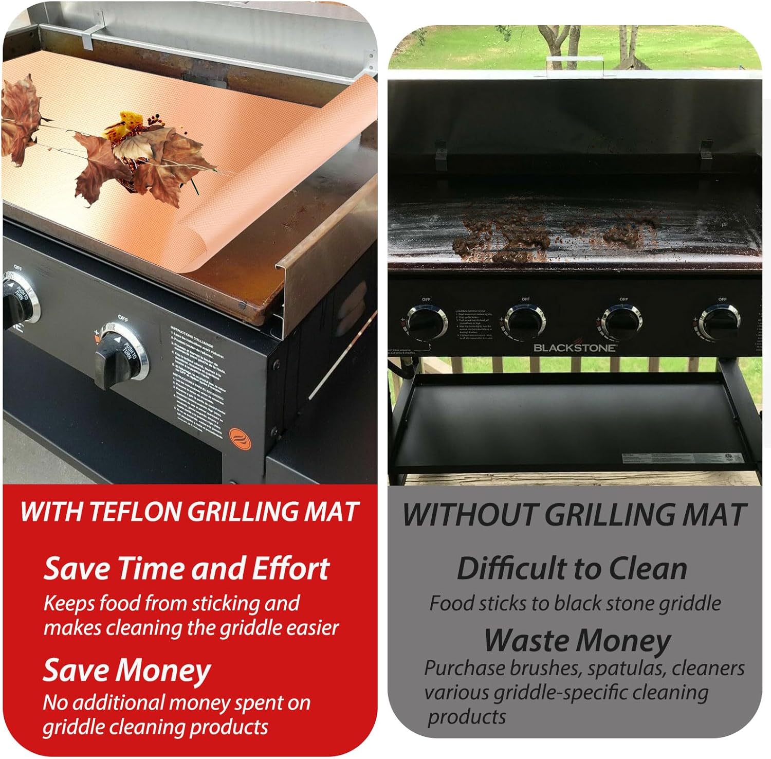 2 Pack Nonstick Copper Grilling Mats for 36 Inch Blackstone Griddle - Reusable Cooking Mats, BPA & PFOA Free - Heavy Duty BBQ Grill Mats - Griddle Accessories Kit - 36 x 17.8 Inch