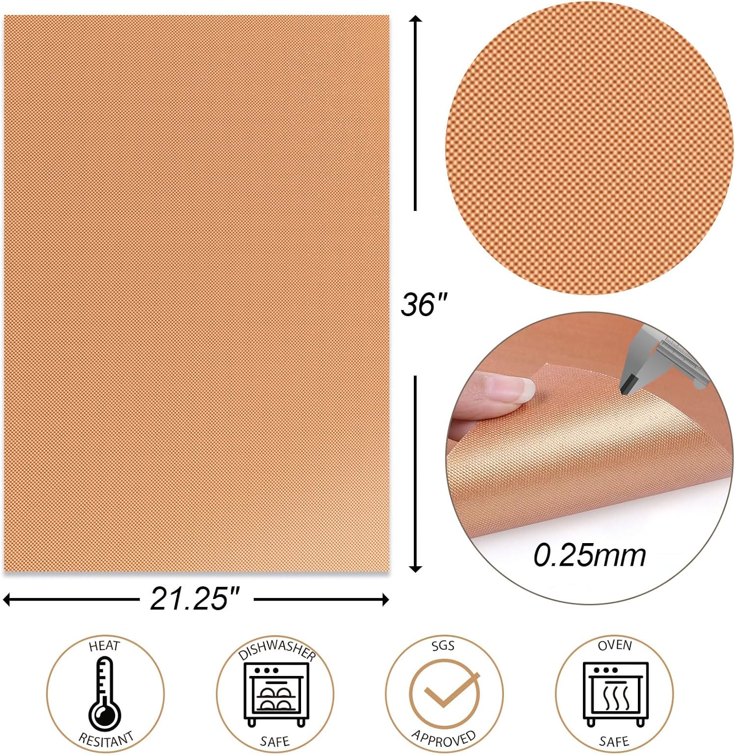 2 Pack Nonstick Copper Grilling Mats for 36 Inch Blackstone Griddle - Reusable Cooking Mats, BPA & PFOA Free - Heavy Duty BBQ Grill Mats - Griddle Accessories Kit - 36 x 17.8 Inch