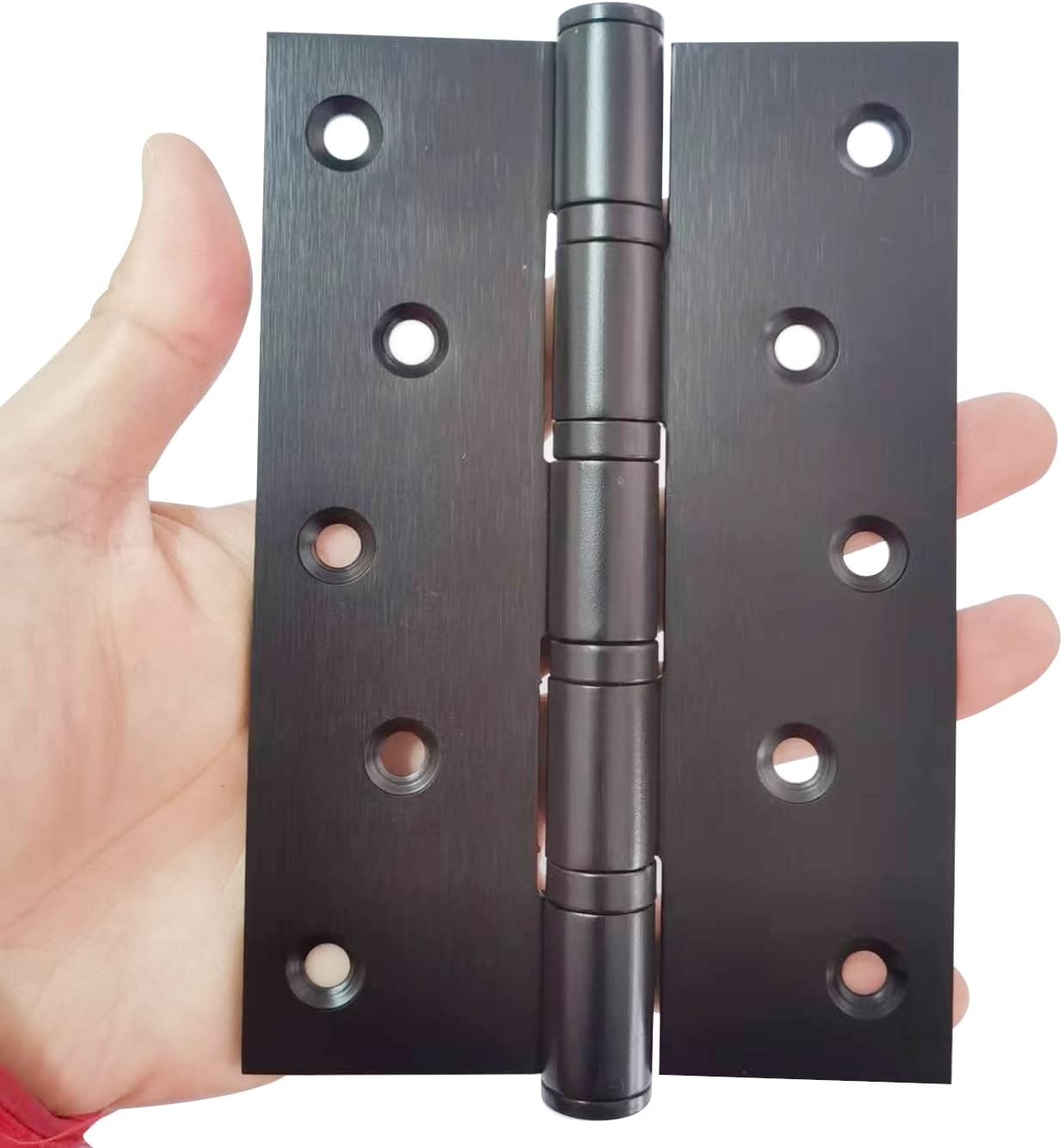 2 Pack of 5" Stainless Steel Ball Bearing Door Hinges for Heavy Duty Wood Doors - Square Corner, 1/8 Inch Thickness, Matte Black Finish