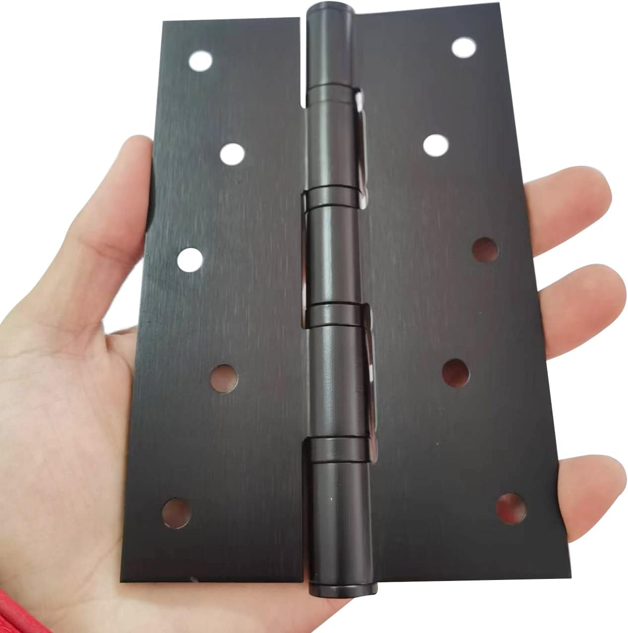 2 Pack of 5" Stainless Steel Ball Bearing Door Hinges for Heavy Duty Wood Doors - Square Corner, 1/8 Inch Thickness, Matte Black Finish