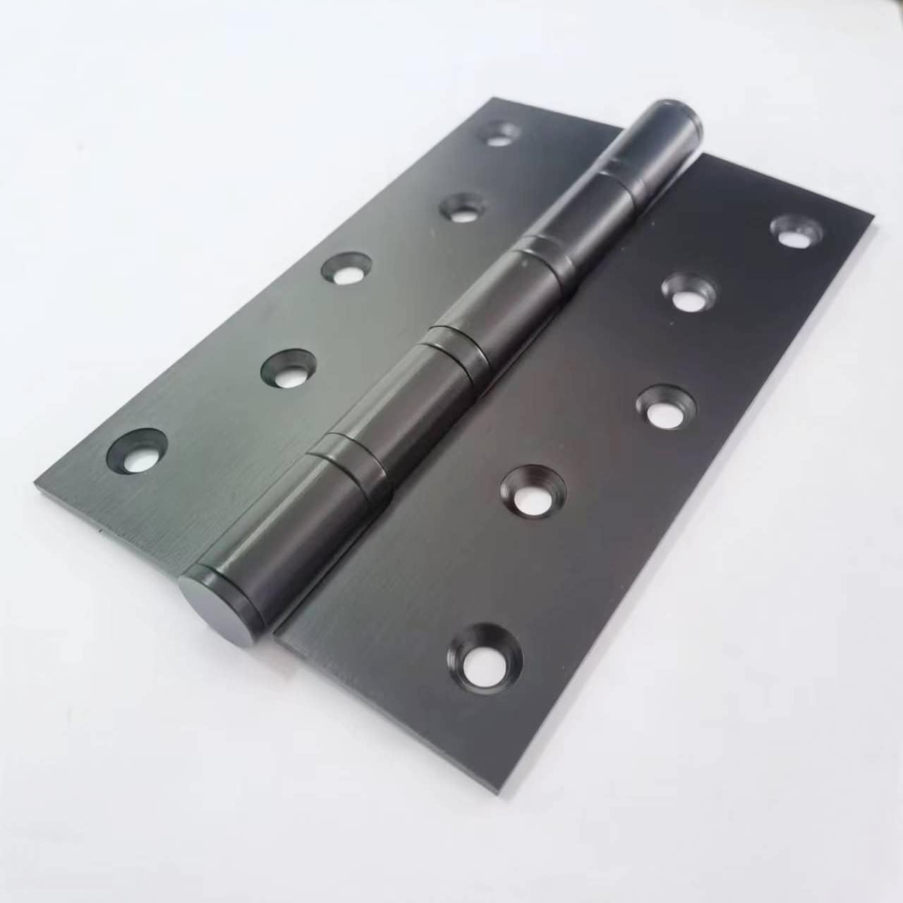 2 Pack of 5" Stainless Steel Ball Bearing Door Hinges for Heavy Duty Wood Doors - Square Corner, 1/8 Inch Thickness, Matte Black Finish