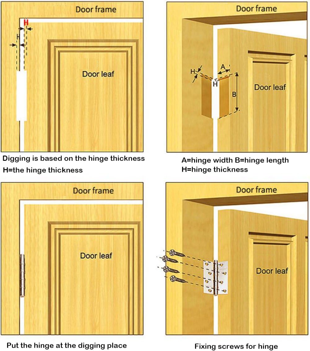 2 Pack of 5" Stainless Steel Ball Bearing Door Hinges for Heavy Duty Wood Doors - Square Corner, 1/8 Inch Thickness, Matte Black Finish