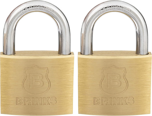 2-Pack of BRINKS 40mm Solid Brass Keyed Padlocks, Chrome Plated with Hardened Steel Shackle - WildKart