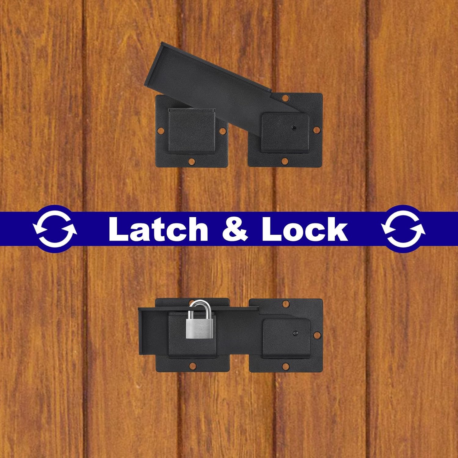 2 Pack of uxcell 7.8" Flip Gate Latch Locks with Padlock Hole - Adjustable Door Latch for Sliding/Swing Open Doors, Double Gates, Barns, Wooden Fences, Garages, Yards - Black