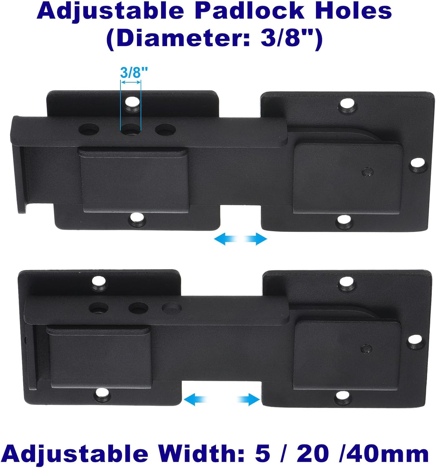 2 Pack of uxcell 7.8" Flip Gate Latch Locks with Padlock Hole - Adjustable Door Latch for Sliding/Swing Open Doors, Double Gates, Barns, Wooden Fences, Garages, Yards - Black