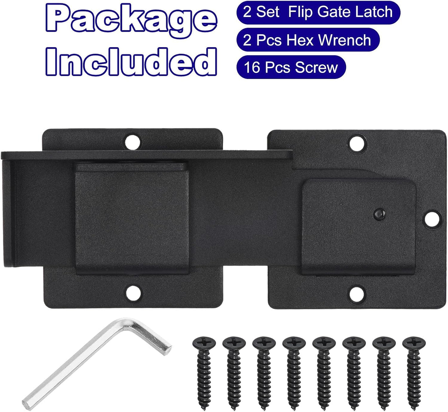 2 Pack of uxcell 7.8" Flip Gate Latch Locks with Padlock Hole - Adjustable Door Latch for Sliding/Swing Open Doors, Double Gates, Barns, Wooden Fences, Garages, Yards - Black