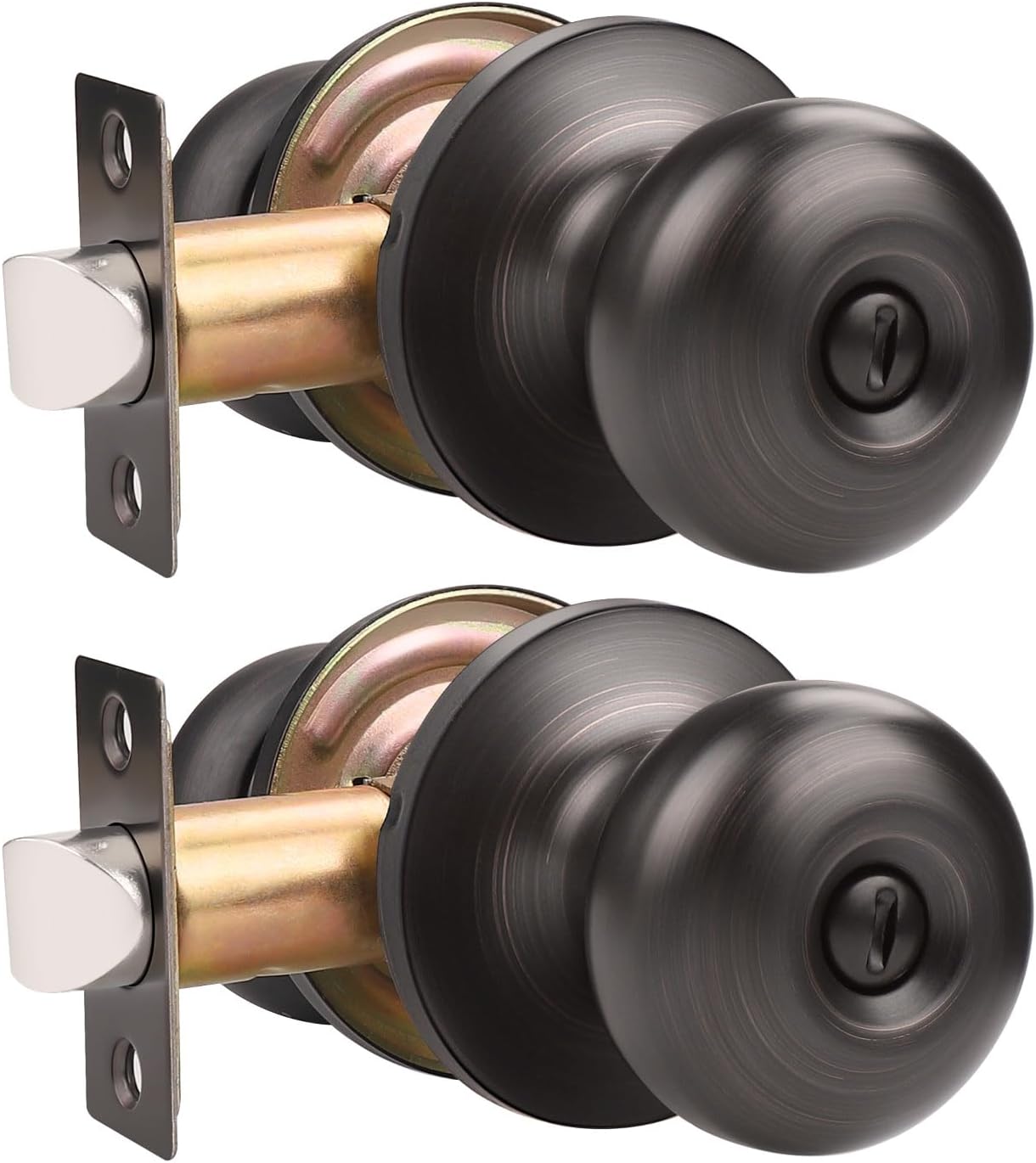 2-Pack Oil Rubbed Bronze Privacy Door Knobs for Bedroom and Bathroom - Interior Keyless Locking Bedroom Door Knob