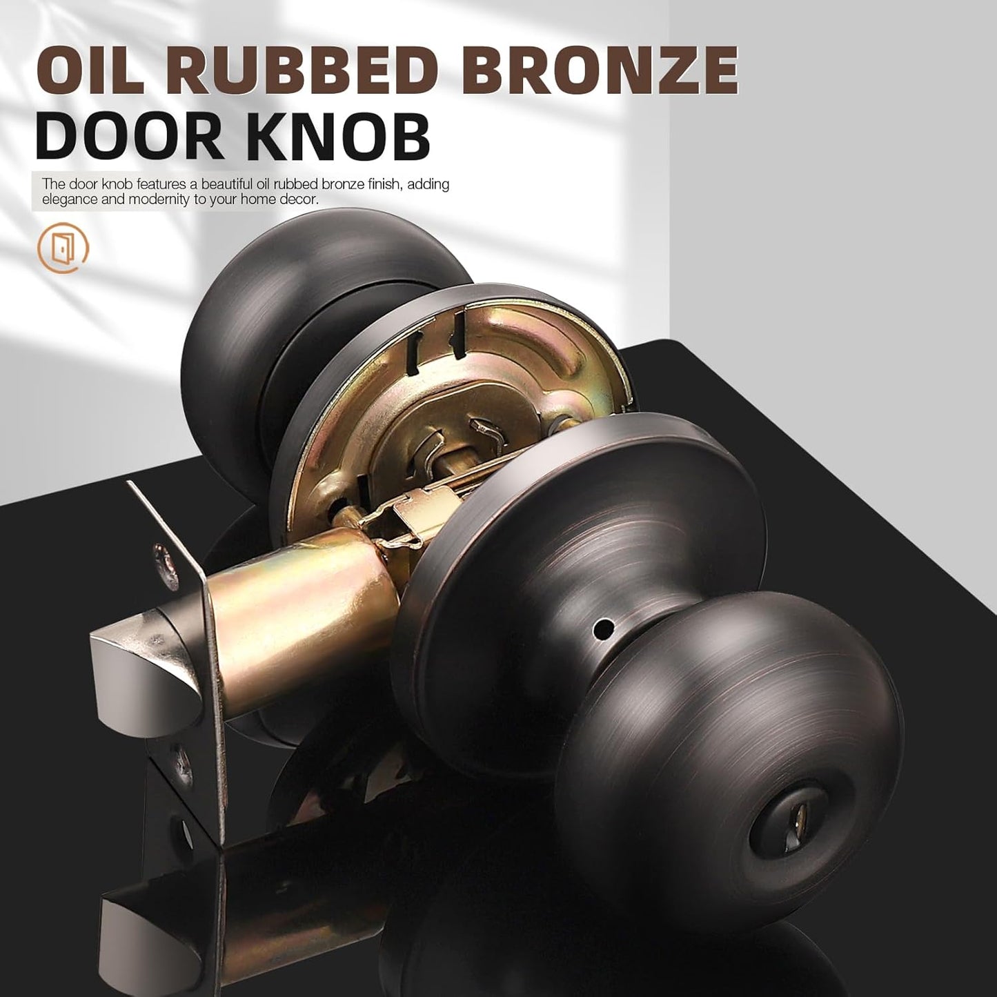 2-Pack Oil Rubbed Bronze Privacy Door Knobs for Bedroom and Bathroom - Interior Keyless Locking Bedroom Door Knob