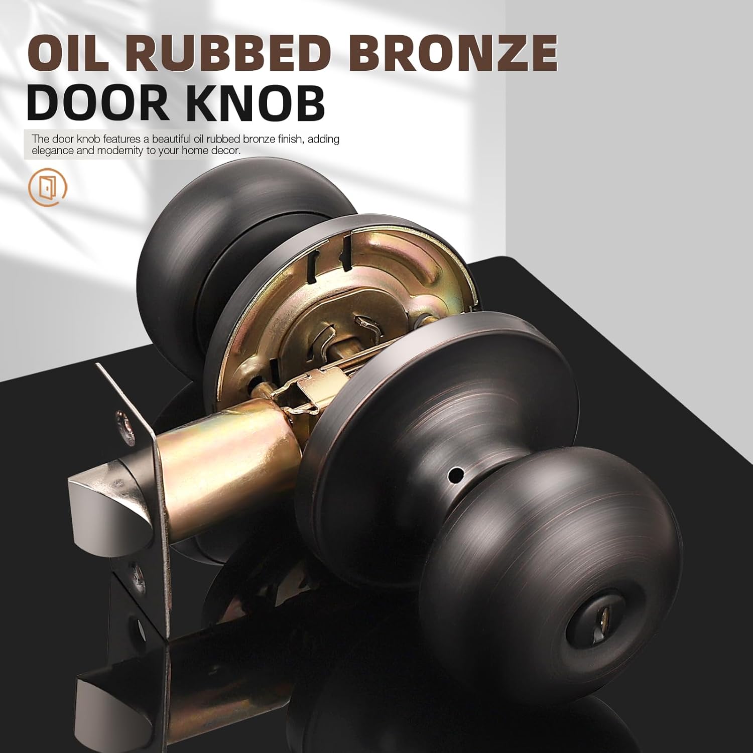2-Pack Oil Rubbed Bronze Privacy Door Knobs for Bedroom and Bathroom - Interior Keyless Locking Bedroom Door Knob