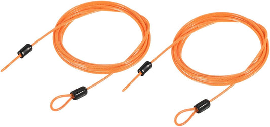 2 Pack Orange Security Cable with Plastic Coated Steel Locking Rope for Outdoor, Bicycle, and Travel - 2.5mmx2m Dimensions