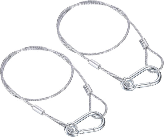 2-Pack PATIKIL 23.6" Stainless Steel Safety Cable with Hook, Flexible 2.5mm Security Wire Rope for Stage Lighting and Luggage