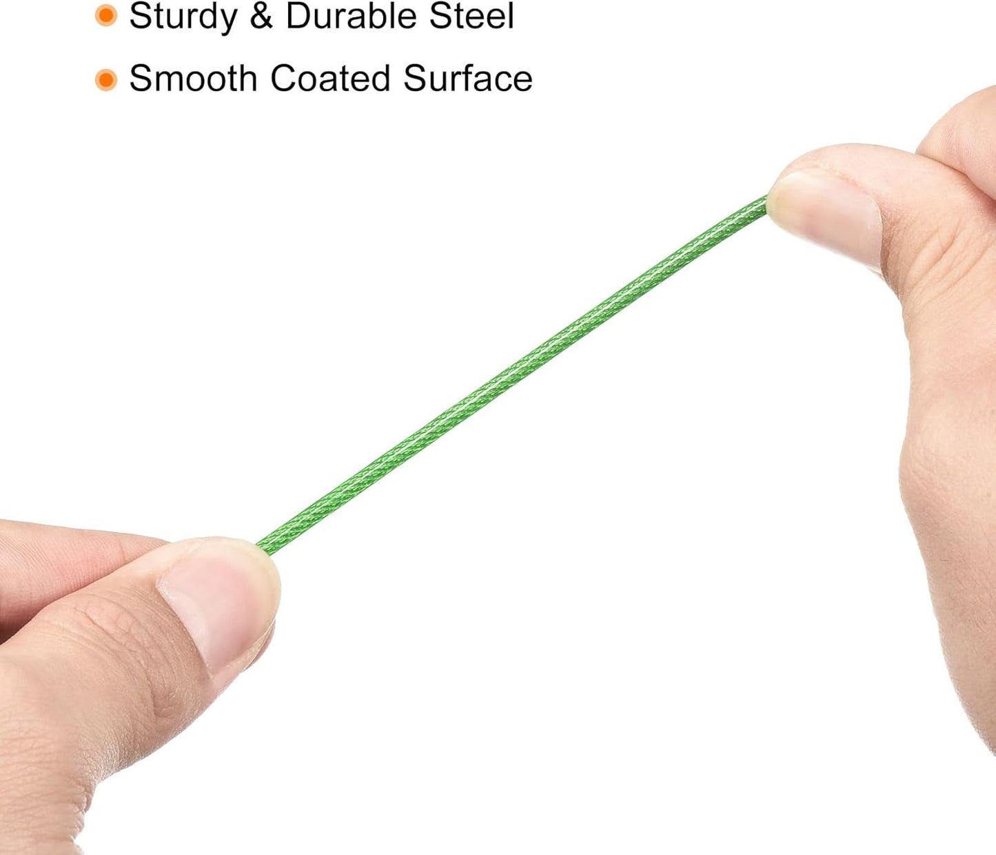 2 Pack PATIKIL Security Steel Cable Green Coated 2.5mm x 1.5m Luggage Lock Wire Rope with Double Loop for Protection