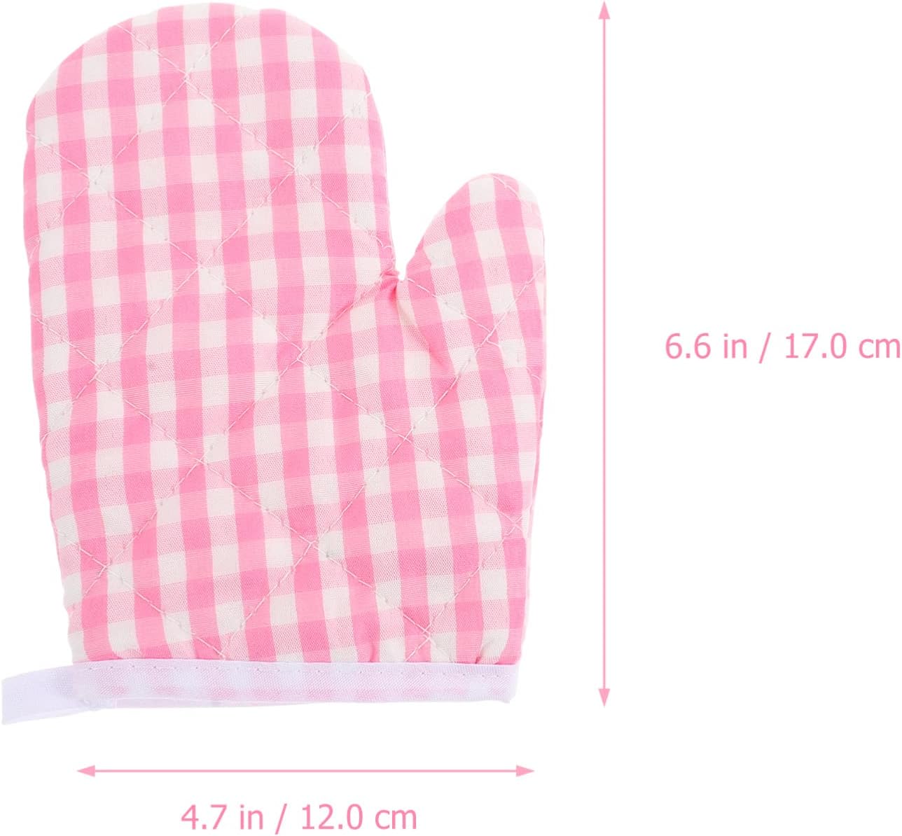 2-Pack Pink Checkered Oven Mitts for Play Kitchen, Heat Resistant Gloves for Safe Baking and Cooking in Microwave