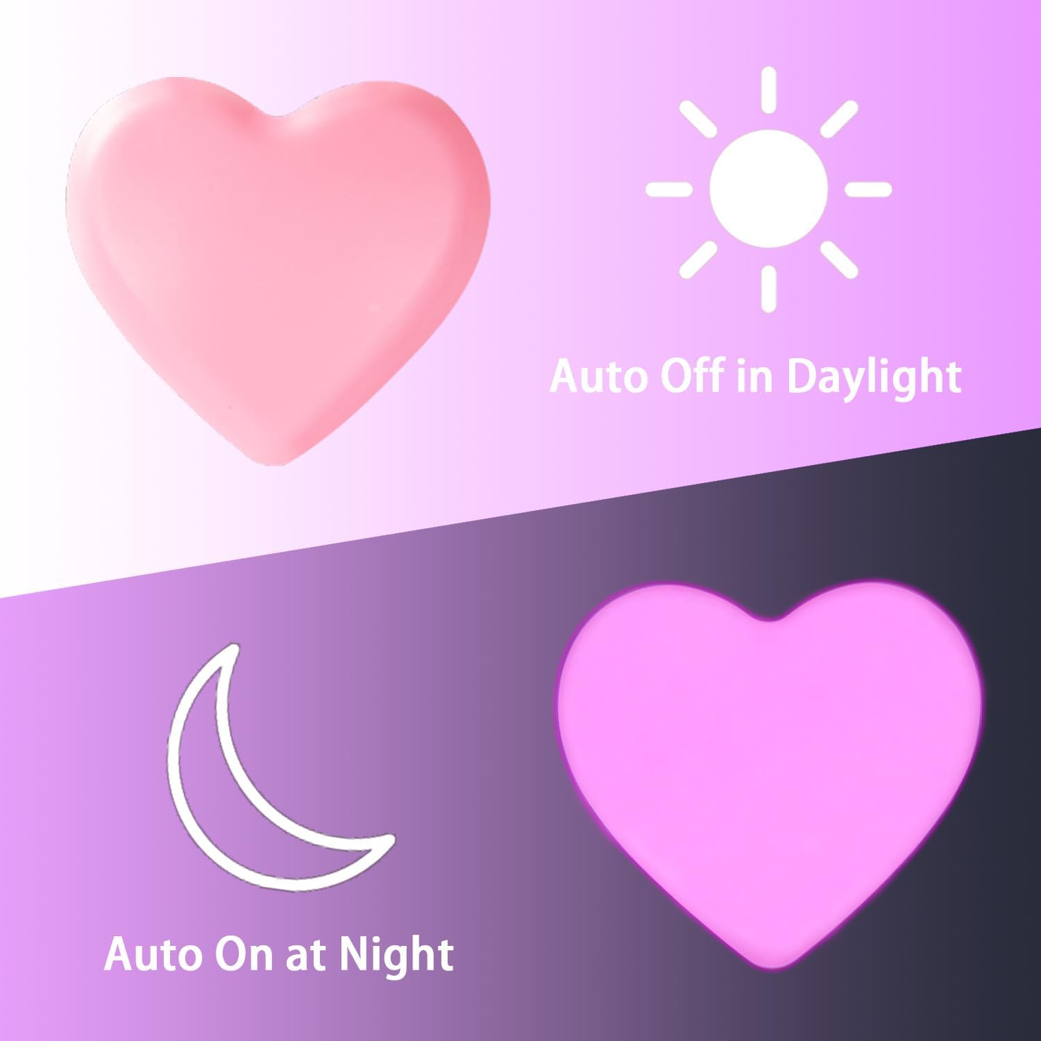 2 Pack Pink LED Night Lights for Kids, Cute Nightlight with Auto Dusk to Dawn Sensor - Ideal for Bedroom, Nursery, Bathroom, Hallway - INZU Night Lights Plug Into Wall
