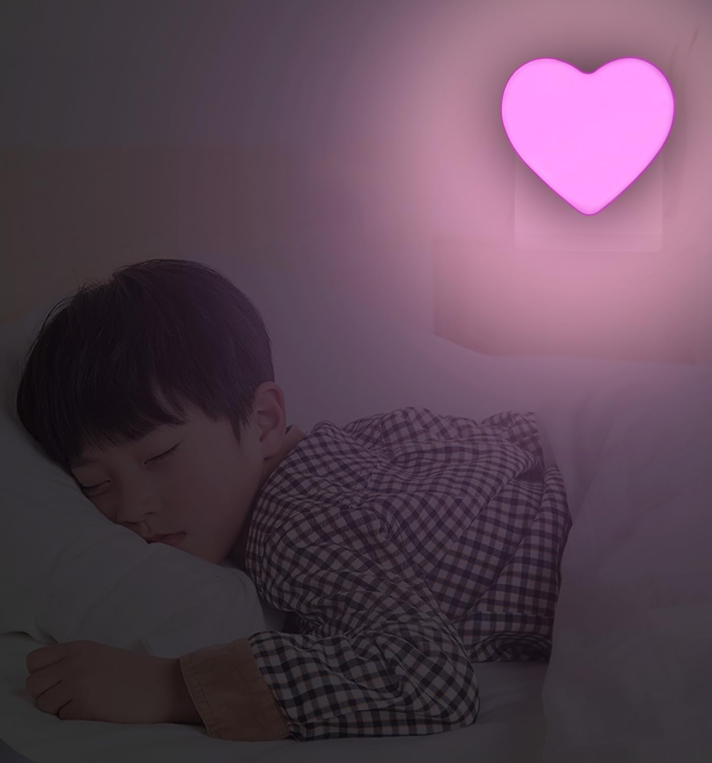 2 Pack Pink LED Night Lights for Kids, Cute Nightlight with Auto Dusk to Dawn Sensor - Ideal for Bedroom, Nursery, Bathroom, Hallway - INZU Night Lights Plug Into Wall