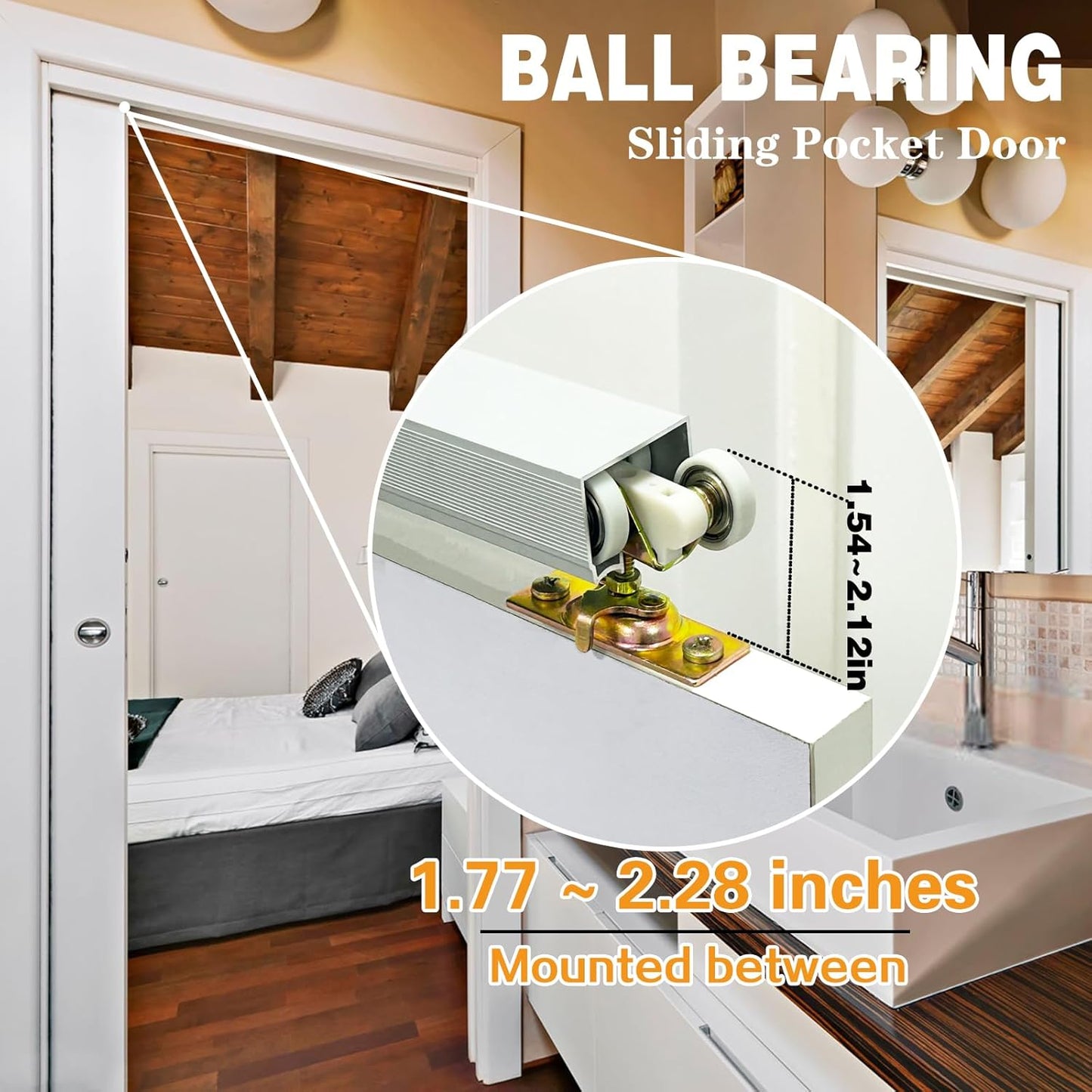2 Pack Pocket Door Frame Roller with 3/4" Nylon Ball Bearing Wheels for Johnson Part #1125 & #1500 - 200lbs Capacity - WildKart