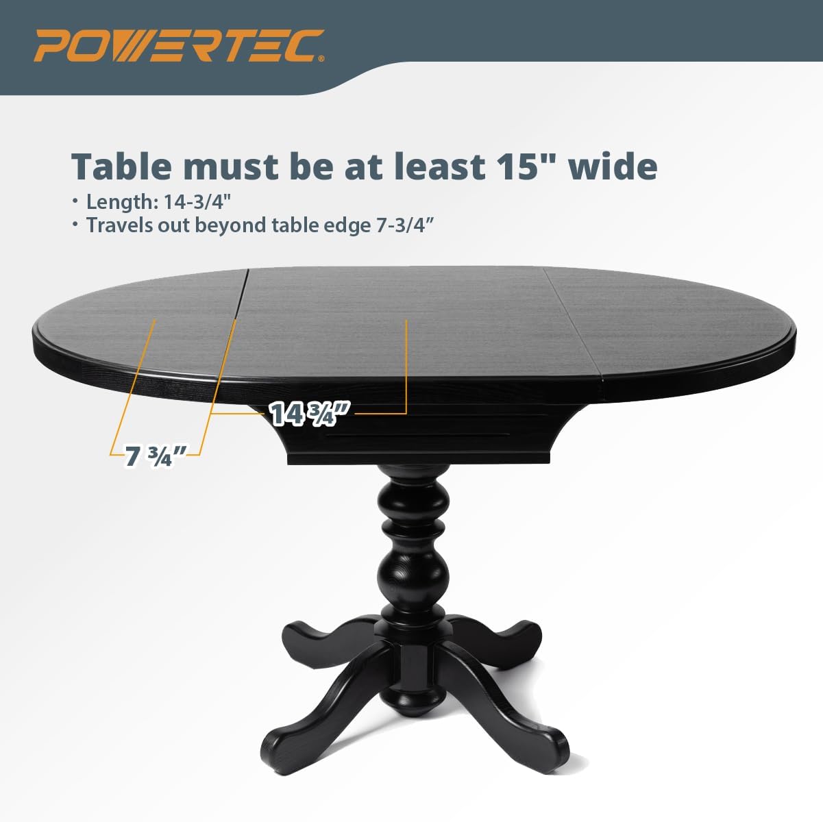2-Pack POWERTEC Metal Drop Leaf Table Supports for Folding Kitchen/Dining Table - Sliding Hardware Brackets for RV Table - Model 71426