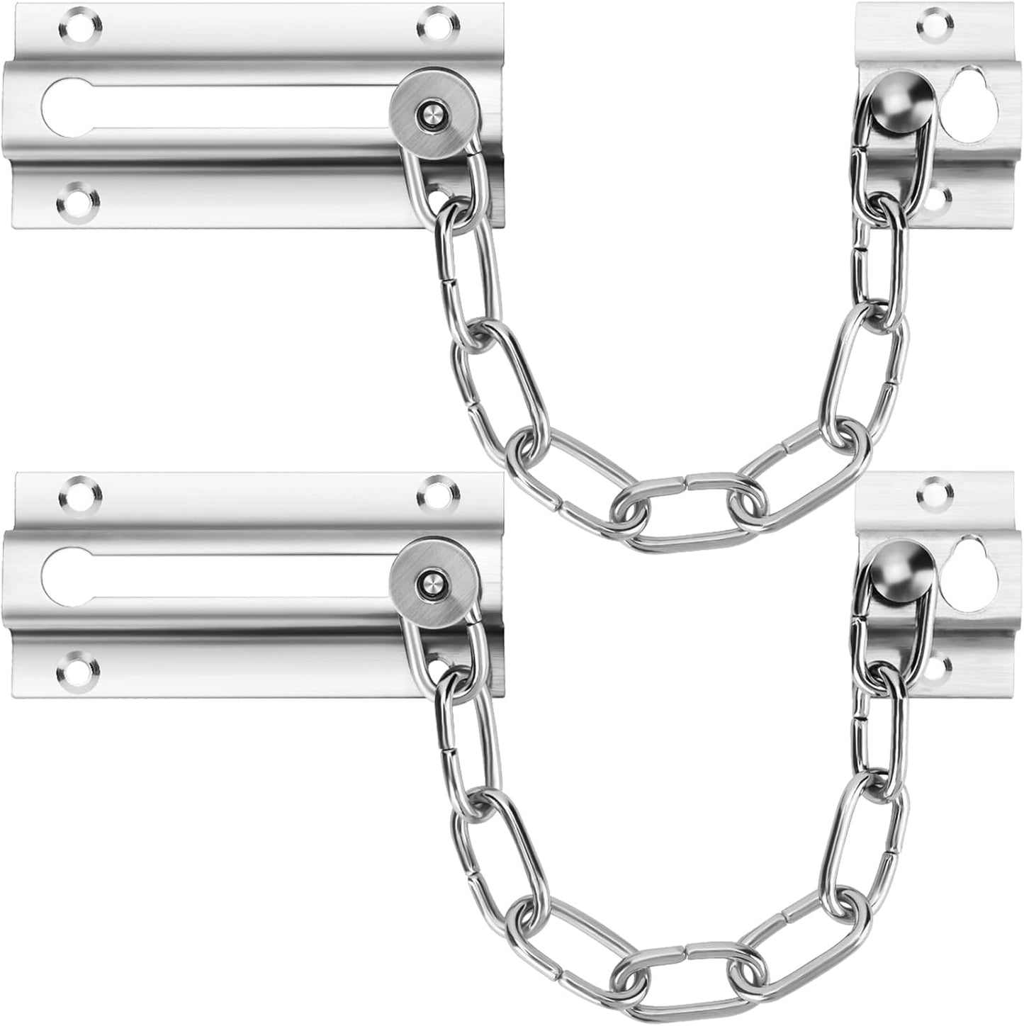2 Pack Premium Stainless Steel Door Chain Locks with Thickened Design and 12 Screws for Interior Doors