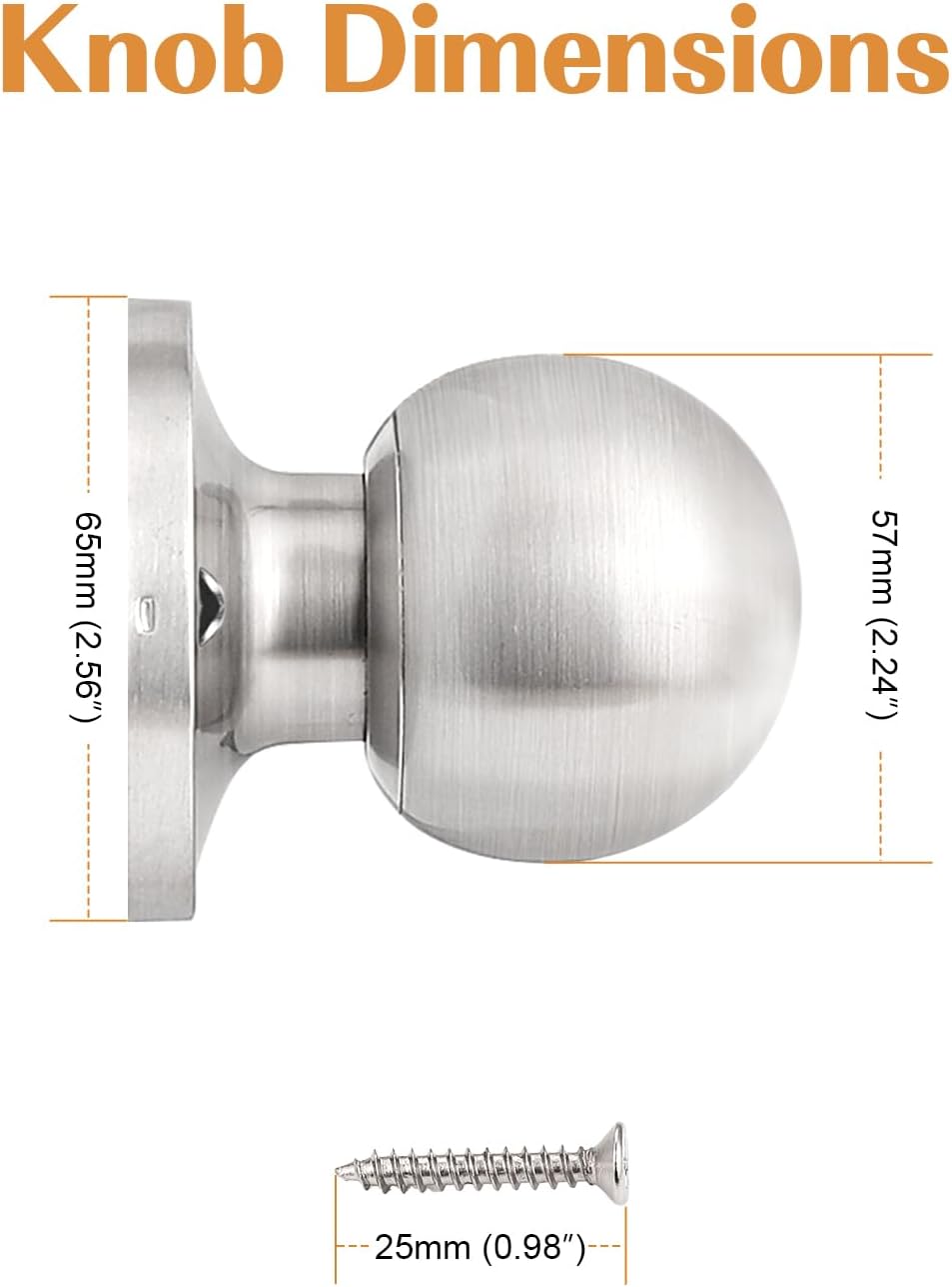2 Pack Probrico Brushed Nickel Stainless Steel Inactive Ball Dummy Door Knobs