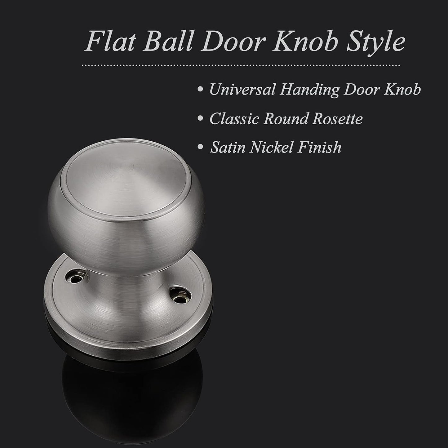 2 Pack Probrico Colonial Ball Dummy Door Knob Set in Brushed Nickel Finish - Inactive Interior Door Knobs for Closets