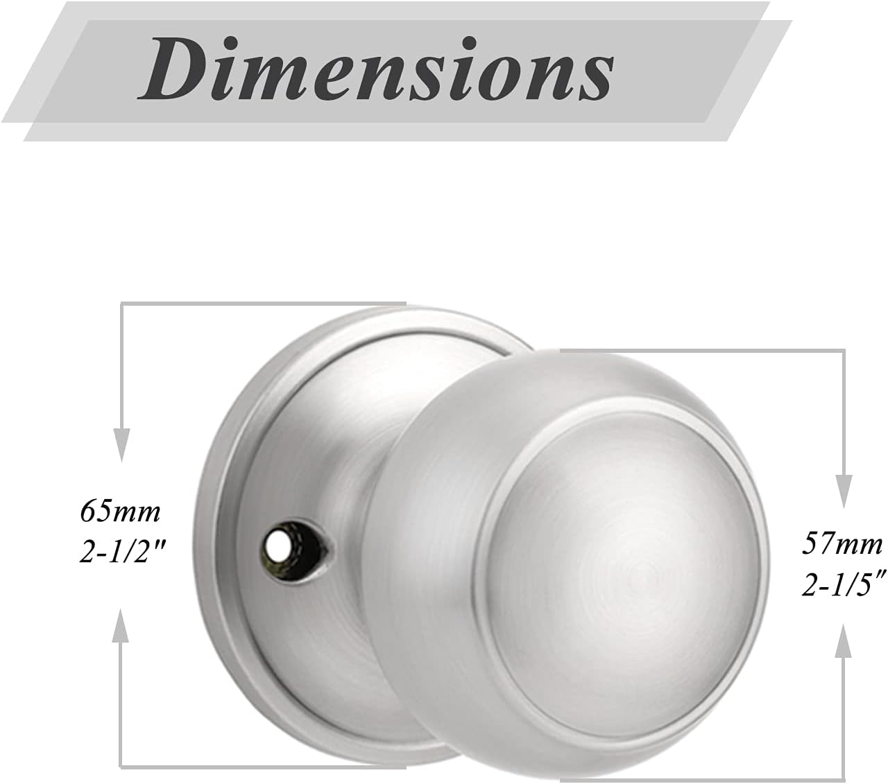 2 Pack Probrico Colonial Ball Dummy Door Knob Set in Brushed Nickel Finish - Inactive Interior Door Knobs for Closets