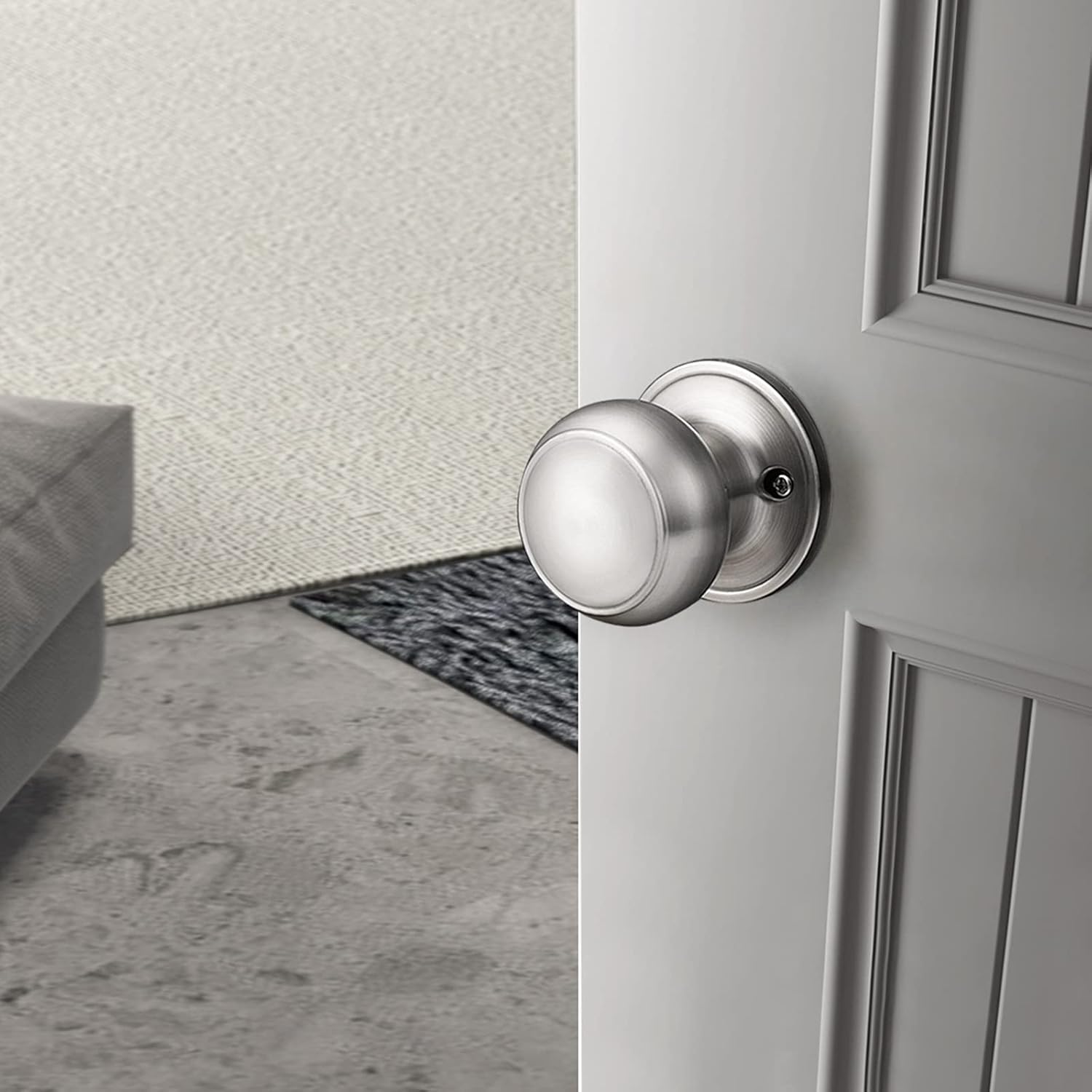 2 Pack Probrico Colonial Ball Dummy Door Knob Set in Brushed Nickel Finish - Inactive Interior Door Knobs for Closets