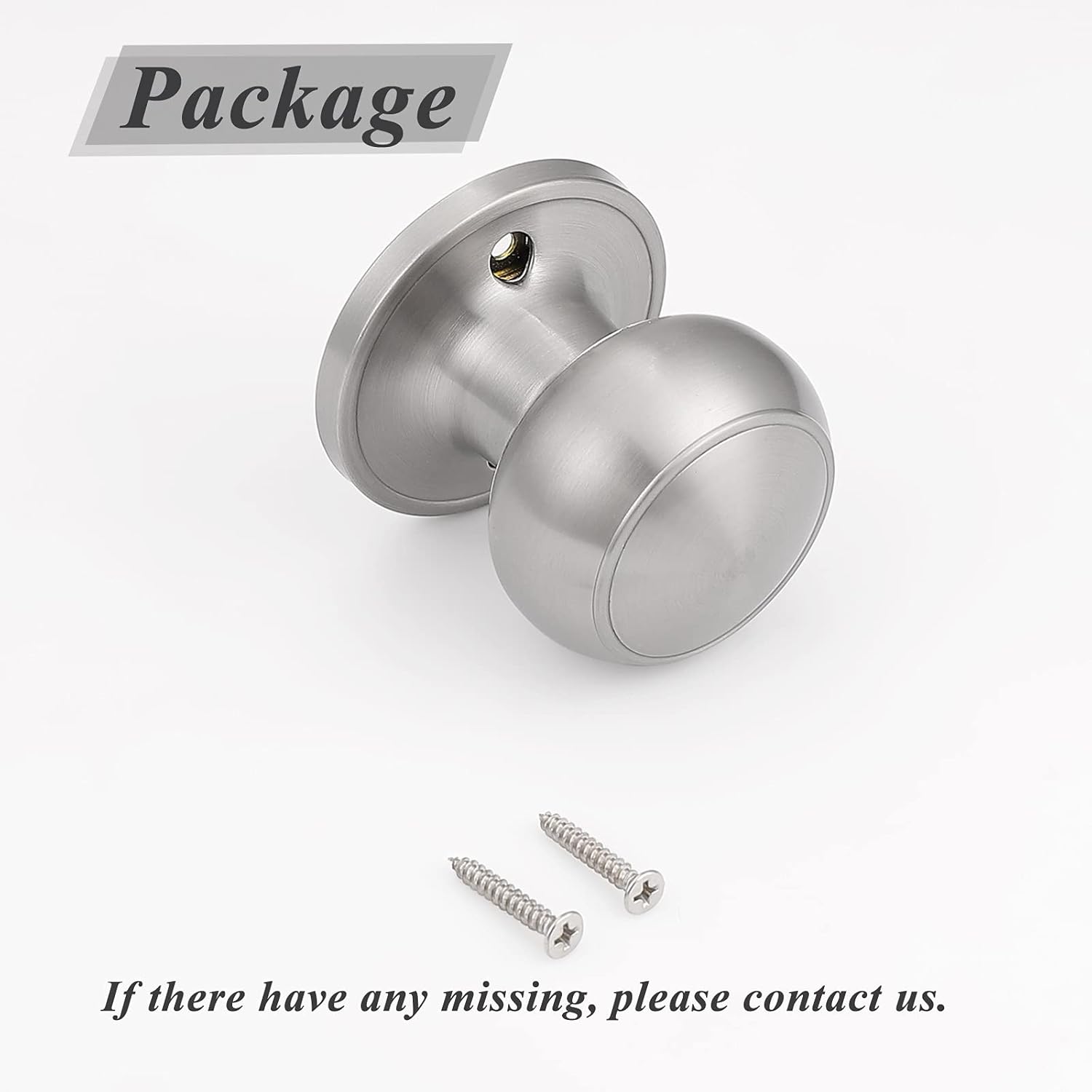 2 Pack Probrico Colonial Ball Dummy Door Knob Set in Brushed Nickel Finish - Inactive Interior Door Knobs for Closets