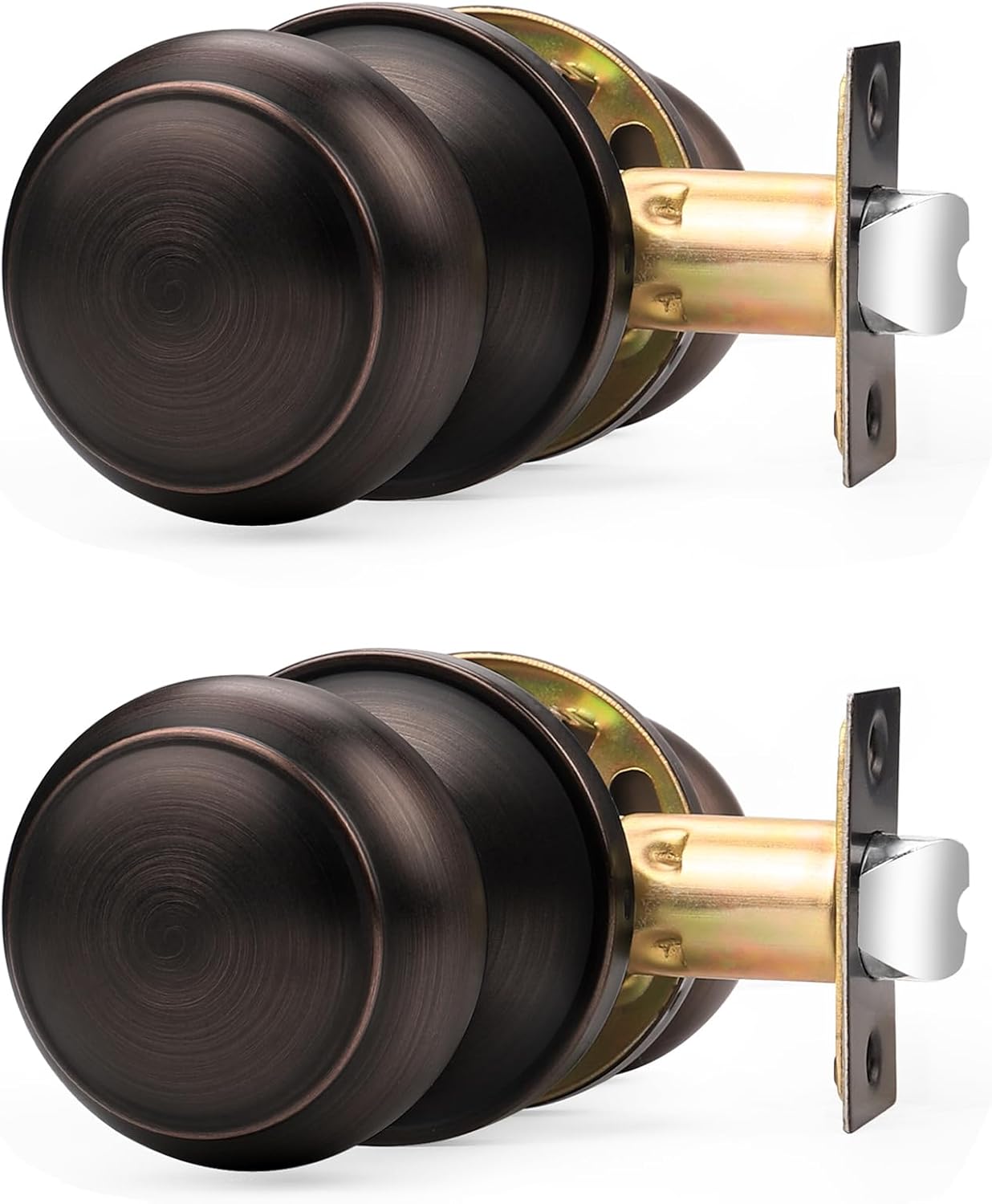 2-Pack Probrico Oil Rubbed Bronze Passage Door Knobs for Hallway and Closet with Round Ball Knob