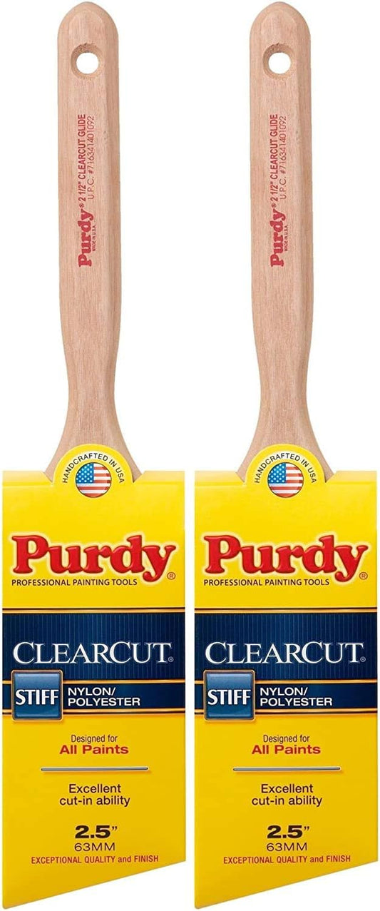 2 Pack Purdy 144152125 Clearcut Series Glide Angular Trim Paint Brush, 2-1/2 inch
