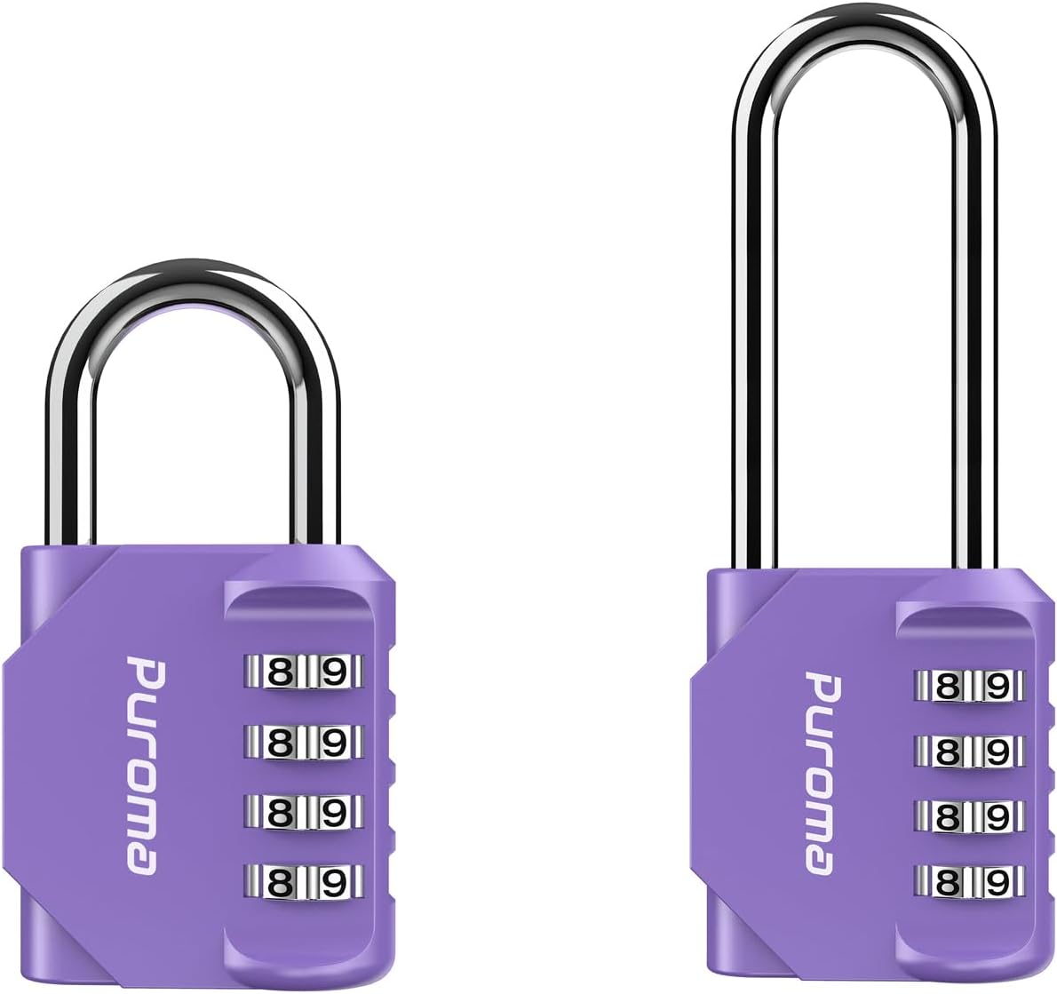 2-Pack Puroma 4 Digit Combination Locks - Waterproof Outdoor Padlocks for School Gym Locker (Purple)