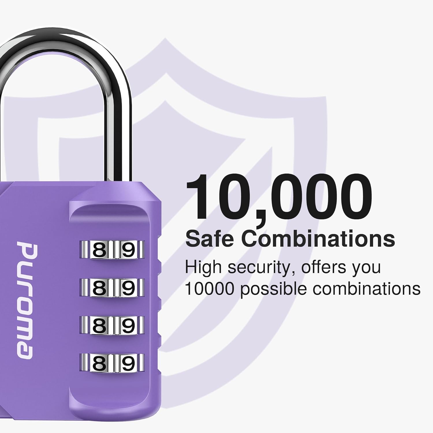 2-Pack Puroma 4 Digit Combination Locks - Waterproof Outdoor Padlocks for School Gym Locker (Purple)