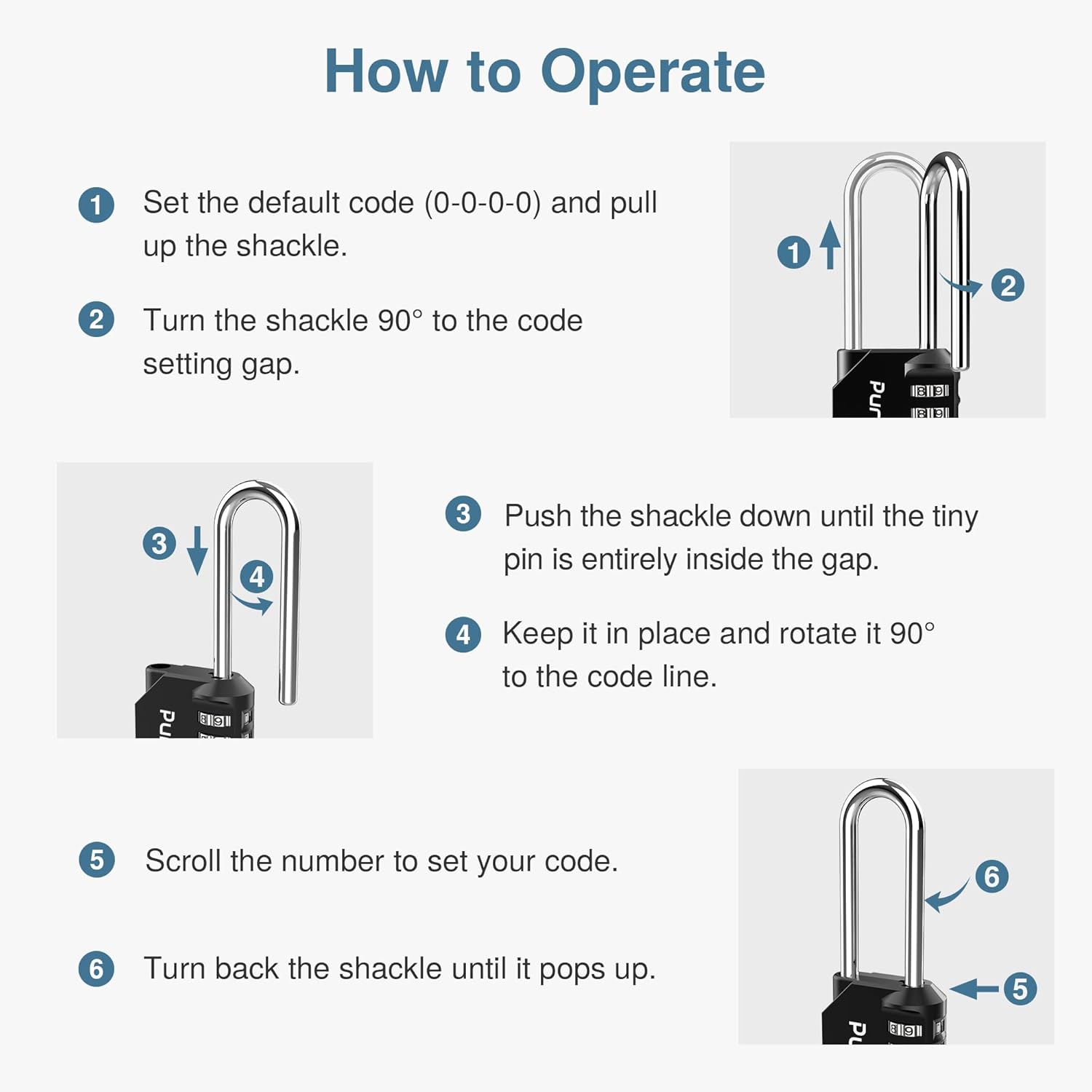 2 Pack Puroma 4 Digit Outdoor Waterproof Combination Lock with 2.6 Inch Long Shackle for School Gym Locker, Sports Locker, Toolbox - Black - WildKart