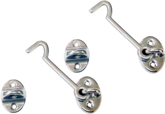 2 Pack QCAA 3" Marine Grade Stainless Steel 316 Cabin Hook Latch & Eye