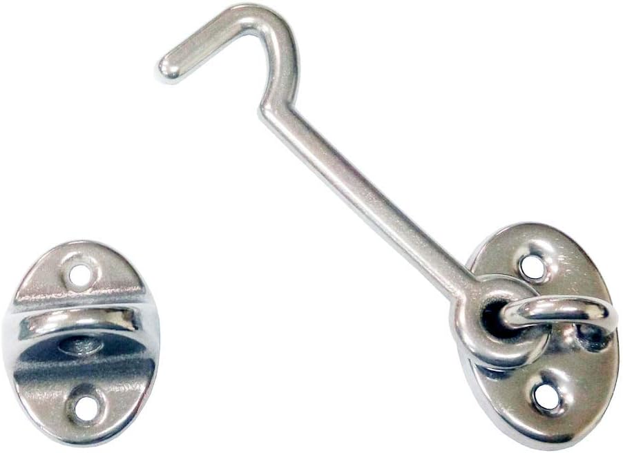 2 Pack QCAA 3" Marine Grade Stainless Steel 316 Cabin Hook Latch & Eye