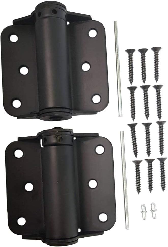 2 Pack QCAA Heavy Duty Adjustable Spring Hinge, Thicker 3 Inch, Black - Made in Taiwan