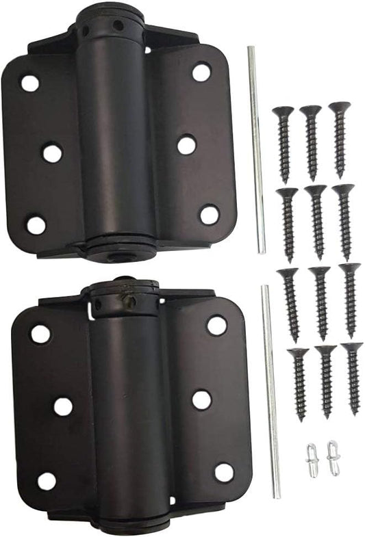 2 Pack QCAA Heavy Duty Adjustable Spring Hinge, Thicker 3 Inch, Black - Made in Taiwan